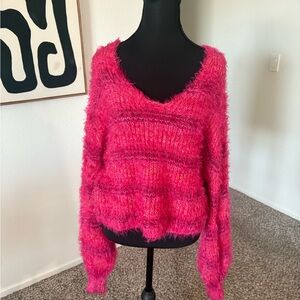 Free People Gelato Fuzzy Pink Sweater